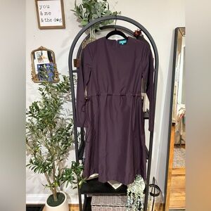 Junee Elegant Long Sleeve Dress in Deep Purple size xs